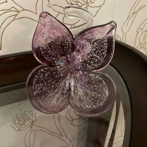 Purple and white flower or butterfly glass